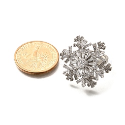 Snowflake Rotatable Open Cuff Rings for Women&nbsp;RJEW-B111-01P