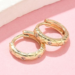 Square Brass Micro Pave Clear Cubic Zirconia Hoop Earrings&nbsp;EJEW-Z102-38G
