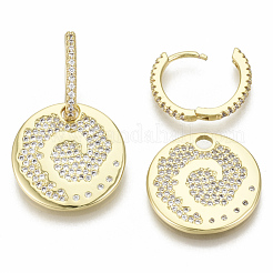 Brass Micro Pave Cubic Zirconia Dangle Huggie Hoop Earrings&nbsp;EJEW-S201-217G-NF