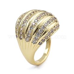 Rack Plating Brass Micro Pave Clear Cubic Zirconia Cuff Finger Rings for Women&nbsp;RJEW-M028-41G