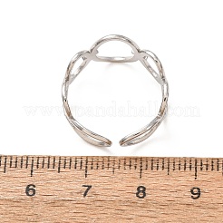 304ステンレススチールカフオープンリング  中空オーバル  ステンレス鋼色  13mm  usサイズ7 1/4(17.5mm)&nbsp;SA-CBA4160-36P