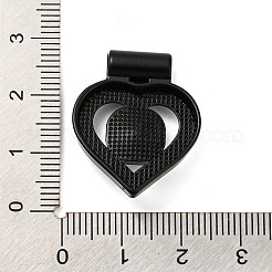 合金エナメルチャーム  ハートのガラスチャーム  鉛フリー＆カドミウムフリー  ブラック  26.5x27x7mm  穴：4mm&nbsp;FIND-G061-03EB