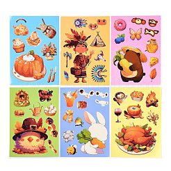 6Pcs Thanksgiving Day Paper Self-Adhesive Picture Stickers&nbsp;LS-STIC-C010-32