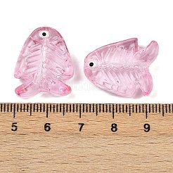 透明なガラスエナメルビーズ  魚  パールピンク  21.5x18x7mm  穴：1.5mm&nbsp;LAMP-U004-06R