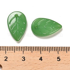 半透明のアクリルパーツ  葉  ミディアムシーグリーン  18x11.5x3.5mm  穴：1.4mm&nbsp;X-OACR-Z016-10B