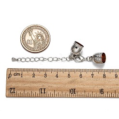 真鍮アジャスターチェーン  コードエンドとカニカン付き  ニッケルフリー  プラチナ  41mm  コー​​ド終了：13x10mm  穴：8.5mm&nbsp;LS-KK-L089-04P-NF