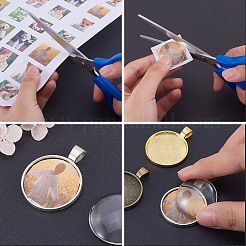 DIYペンダント作りキット  透明なガラスのカボションを含む  合金カボションセッティングペンダント  ミックスカラー  セッティング：3色  20個/カラー  60個/箱  カボション：65個/箱&nbsp;DIY-SZ0001-64