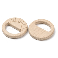 天然ブナ材の連結リング  マクラメ木製リング  太陽  バリーウッド  10x63mm&nbsp;WOOD-I017-06