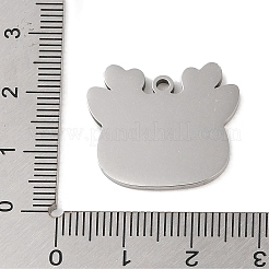 変色しない201ステンレススチールペンダント  鹿のチャーム  ステンレス鋼色  20.5x23x1.5mm  穴：1mm&nbsp;STAS-C095-21P