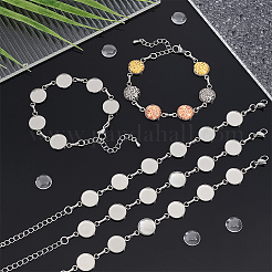 Round Tray 304 Stainless Steel Link Bracelets&nbsp;BJEW-AB00002