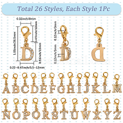 1Set Letter A~Z Alloy Rhinestone Pendant Decorations&nbsp;HJEW-SC0002-02G