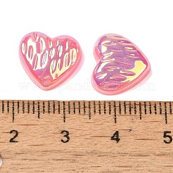 UVメッキアクリルカボション  虹色の  ハート  ライトコーラル  11.5~12x12~12.5x4mm&nbsp;OACR-H121-02G