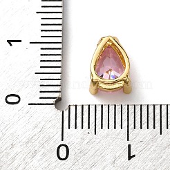 Teardrop Brass Micro Pave Cubic Zirconia Slide Charms&nbsp;KK-C119-16G-03