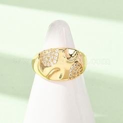 Brass Micro Pave Cubic Zirconia Open Cuff Rings for Women&nbsp;KK-CBA3D94-03G