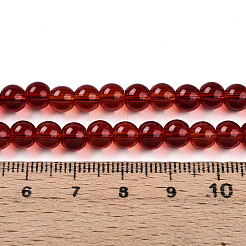 透明ガラスビーズ連売り  ラウンド  暗赤色  6~6.5mm  穴：1mm  約71~72個/連  14.96~15.16''（38~38.5センチメートル）&nbsp;GLAA-T032-T6mm-20