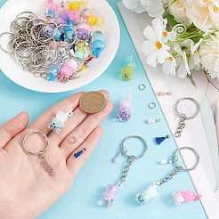 DIYクマのドリンクカップキーホルダー作りキット  樹脂ペンダント入り  ポリコットンタッセルペンダントデコレーション  アイアン製キーリング  ミックスカラー  90個/箱&nbsp;DIY-AR0003-62