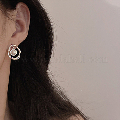 楕円形の真鍮アクリルスタッドピアス  プラチナ  20x18mm&nbsp;FS-WGF0153-01