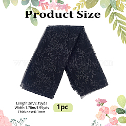 ポリエステルレース生地  服装アクセサリー  花柄  ブラック  2000x1780x0.1mm&nbsp;DIY-WH0622-657C