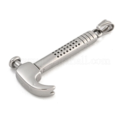 304ステンレススチール製ビッグペンダント  ハンマーチャーム  アンティークシルバー  59.5x30x7mm  穴：9x5mm&nbsp;STAS-D110-02AS