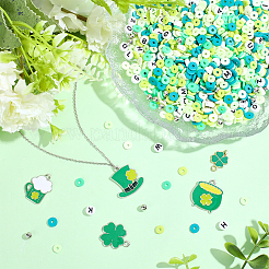 聖パトリックの日のDIYファインディングキット  ポリマー粘土ビーズを含む  合金エナメルチャーム  ccbプラスチック＆アクリルビーズ  ミックスカラー  6x1mm  穴：2mm&nbsp;DIY-PA0001-23