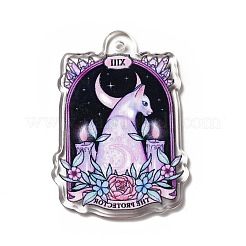 ハロウィンプリントアクリルパーツ  猫の模様  40x28x2.5mm  穴：2mm&nbsp;MACR-G059-04E