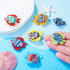6Pcs 6 Colors Handmade Lampwork Pendants&nbsp;LAMP-TA0002-67C