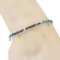 Natural Apatite & Kyanite Faceted Round and Pearl Beaded Anklets&nbsp;AJEW-AN00872-01