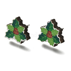 Christmas Printed Wood Stud Earrings for Women&nbsp;EJEW-U025-01A