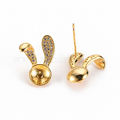Brass Micro Pave Clear Cubic Zirconia Earring Findings&nbsp;KK-S356-235-NF