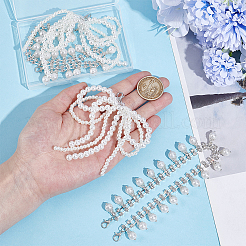 4Pcs Brass & ABS Imitation Pearl & Rhinestone Cup Chains Shoe Buckle Clips&nbsp;HJEW-MA00013