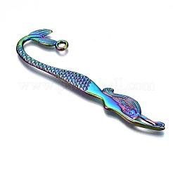 合金ビッグサイズペンダントトップ  カドミウムフリー＆ニッケルフリー＆鉛フリー  人魚の形  虹色  81.5x22x2mm  穴：2.5mm&nbsp;PALLOY-N163-061-NR