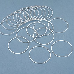 真鍮製フレームコネクター  長持ちメッキ  丸いリング  925銀メッキ  40x1mm  内径：38mm&nbsp;KK-Y003-03L-S