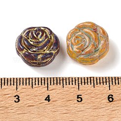 手作りランプワークビーズ  花バラ  ゴールドライン入り  ミックスカラー  14x14.5x6mm  穴：1mm&nbsp;LA-CBA4A8C-03