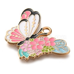動物の花の合金エナメルペンダント  ゴールドカラー  蝶  19x28x1mm  穴：1.8mm&nbsp;ENAM-Q508-01E