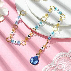 Bulb Alloy Enamel Pendant & Acrylic Number Knitting Row Counter Chains&nbsp;HJEW-JM01755