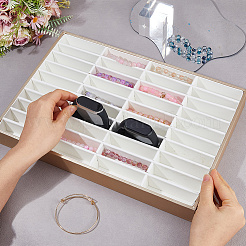 40 Girds Wood Covered with Velvet Bangle Organizer Display Trays&nbsp;BDIS-WH0003-32B