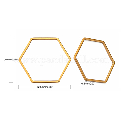 304ステンレススチールリンクリング  六角  ゴールドカラー  20x22.5x0.8mm&nbsp;X-STAS-S079-24B