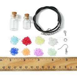 DIYウィッシュボトルイヤリングネックレス作成キット  ガラスチップとジャービーズ容器を含む  ワックスコード  真鍮のピアスフック  ミックスカラー&nbsp;DIY-FS0005-52
