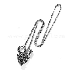 Stainless Steel Evil Skull Pendant Necklace&nbsp;SKUL-PW0001-134