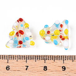 クリスマステーマの手作りランプワークの凹凸ビーズ  クリスマスツリー  透明  16~18x14.5~16x7.5~8.5mm  穴：1.8~2mm&nbsp;LAMP-G142-06C