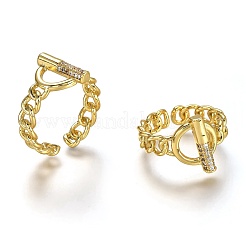 Brass Micro Pave Clear Cubic Zirconia Cuff Rings&nbsp;RJEW-C100-10G