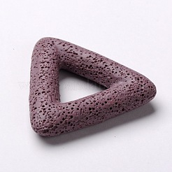 合成溶岩石の大きな三角形のペンダント  染め  オールドローズ  51x56x11mm  穴：18x20mm&nbsp;G-O025-04C