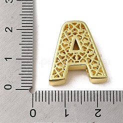 真鍮ビーズ  カドミウムフリー＆鉛フリー  クリアキュービックジルコニア  文字a  20x18x5.5mm  穴：4.5x2.5mm&nbsp;KK-D098-04A-G