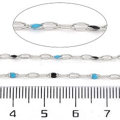 真鍮をあしらったチェーン  エナメル  スプールで  はんだ付け鉛フリー、カドミウムフリー  プラチナ  ミックスカラー  4x2x0.2mm&nbsp;AJEW-Q153-03P-09