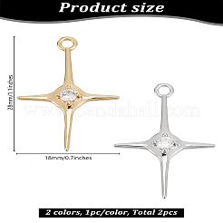 2Pcs 2 Colors 14K Brass Micro Pave Cubic Zirconia Pendants&nbsp;KK-LP0001-97