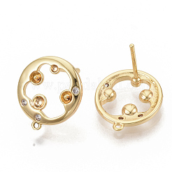 Brass Cubic Zirconia Stud Earring Findings&nbsp;KK-T050-56G-NF