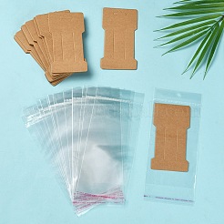 クラフト紙ヘアクリップディスプレイカード50個。  ヘアボウホルダーカード  ヘアアクセサリー用品  50個のoppセロハンバッグ付き  ペルー  11.5x6.6x0.03cm  穴：24.5x8.5mm&nbsp;CDIS-YW0001-07