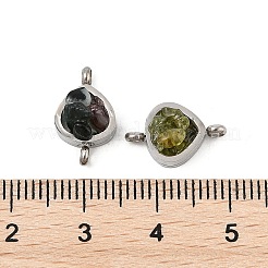 Natural Mixed Stone Chip 304 Stainless Steel Triangle Connector Charms&nbsp;KK-P300-28P