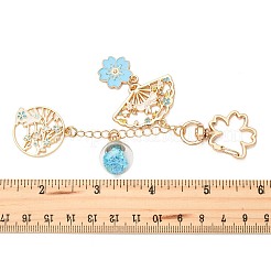 合金エナメルペンダントキーホルダー  ガラスと回転留め金付き  ゴールドカラー  兎  11.8cm&nbsp;HJEW-FS00049-01