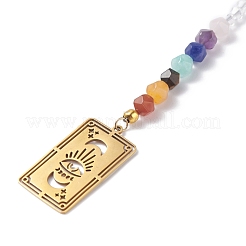 201 & 304 Stainless Steel Chakra Theme Rectangle & Eye Pendant Decorates&nbsp;PALLOY-JF01199-05